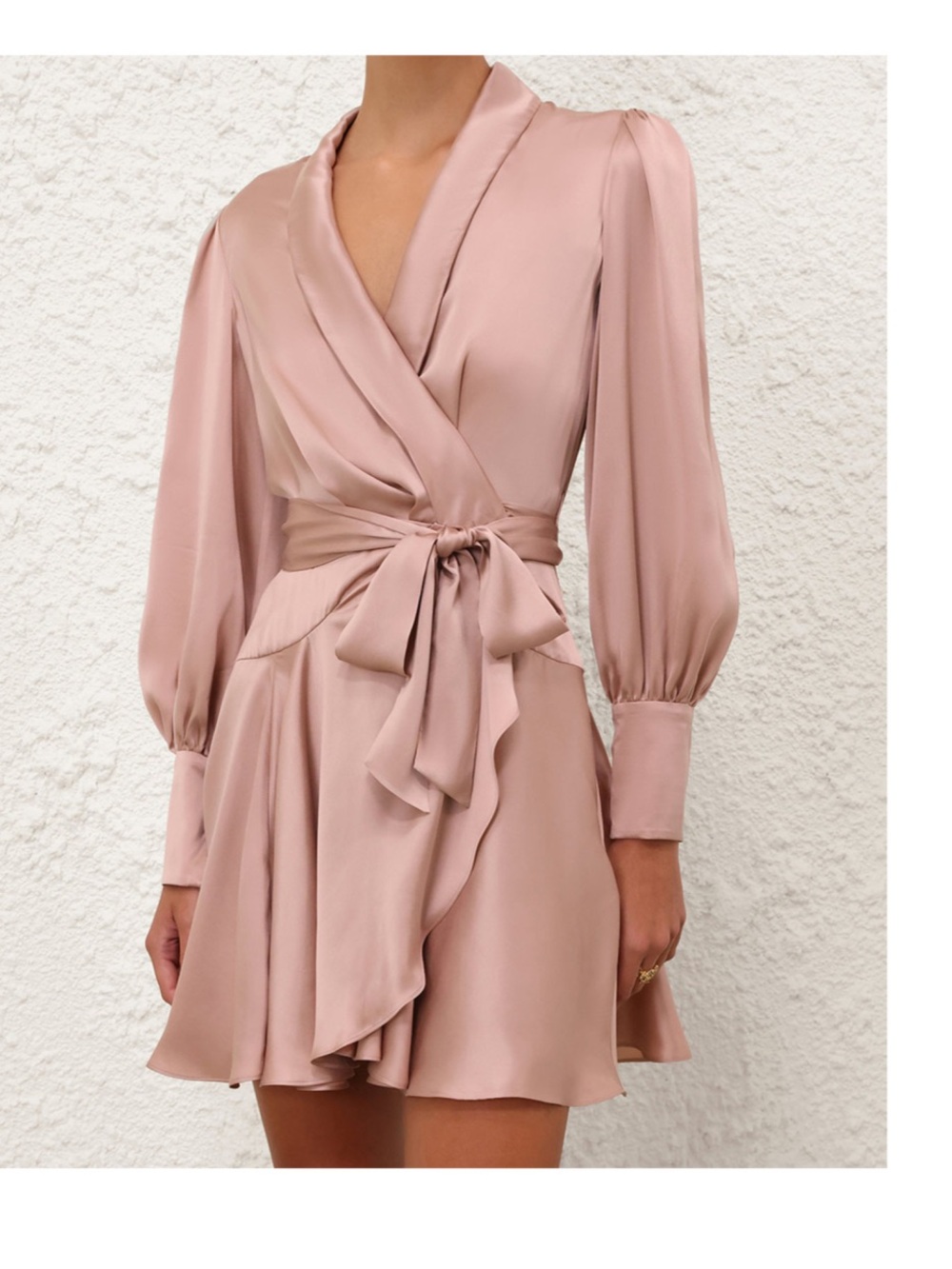 Zimmermann Dusty Pink Satin Wrap Dress